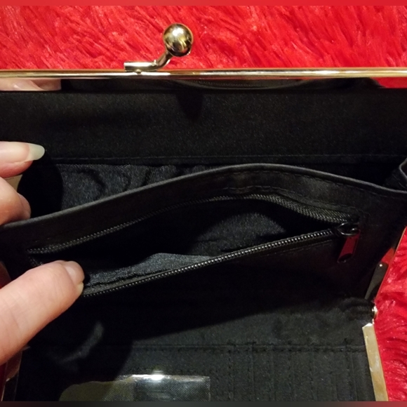 Black and Silver Zebra Print Sequined Wallet Clutch - Picture 4 of 10